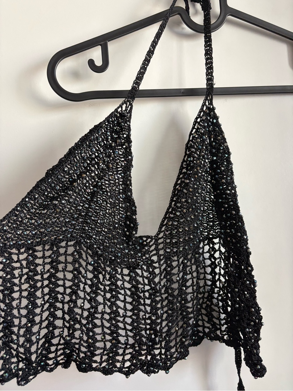 90s Y2K Fairy halter top unicorn mermaid iridescent beaded crochet whimsy goth
